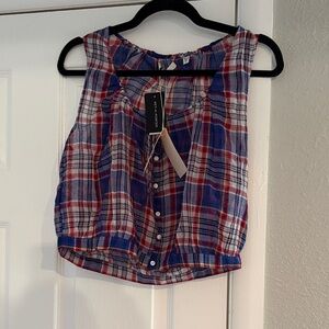 NWT Doen Theo top in plaid size small